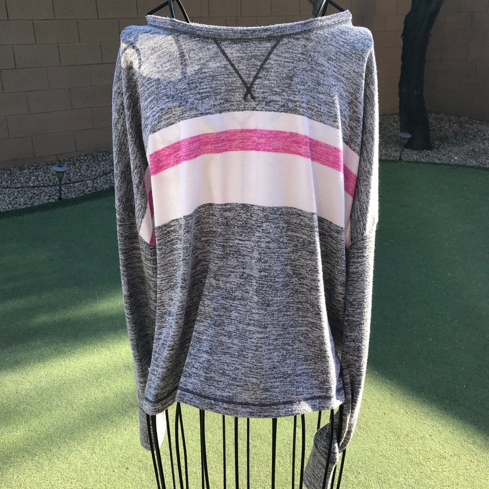 EUC Kensie Lightweight Gray Pink Long Sleeve Sz Medium